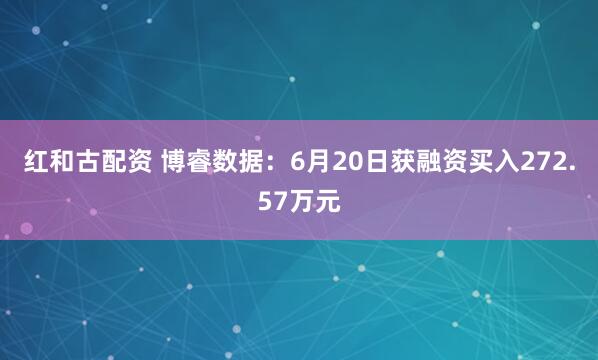 红和古配资 博睿数据：6月20日获融资买入272.57万元